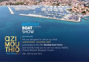  AZIMOUTHIO YACHTING INFO is participating as an exhibitor in the 18th BIOGRAD BOAT SHOW 2016. INVITATION TO BIOGRAD BOAT SHOW CROATIA!